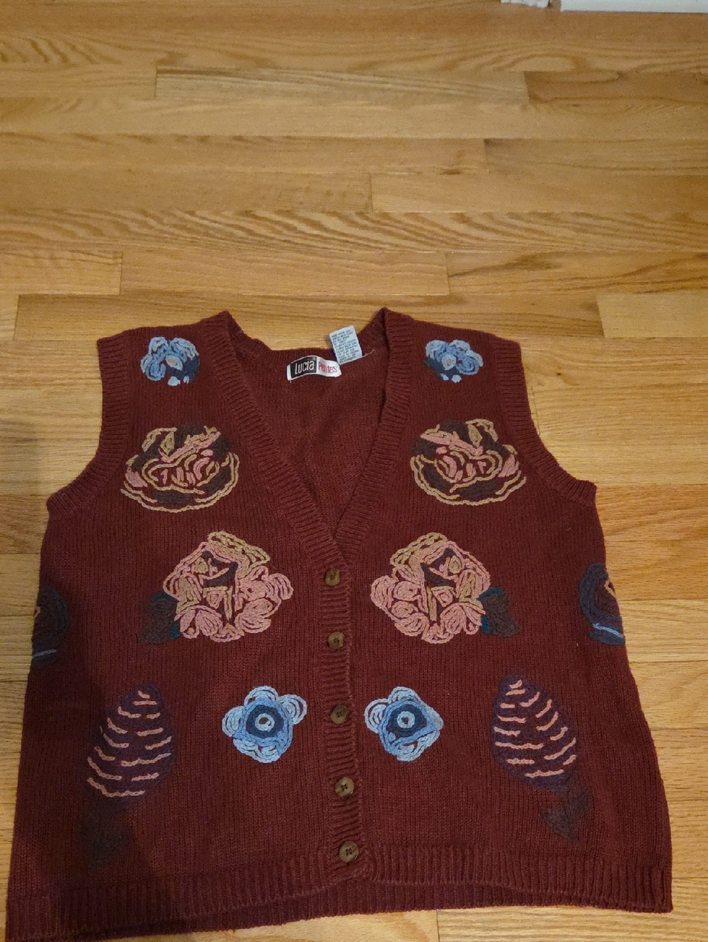 Lucia Petites Rust Knit Button-Front Top